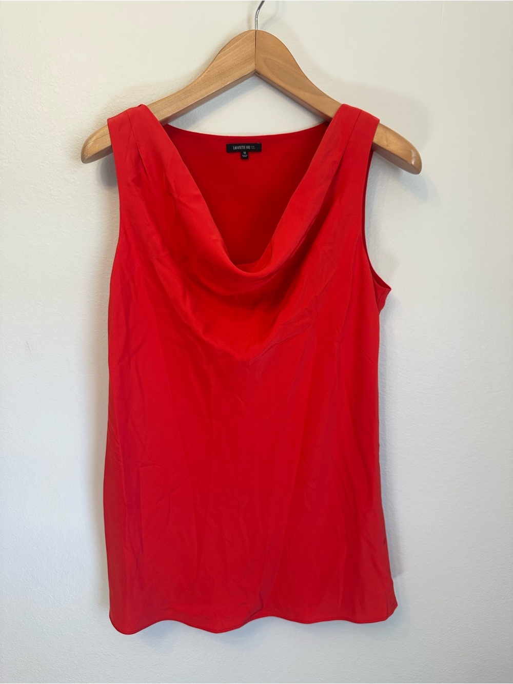 Lafayette 148 New York Red Silk Sleeveless Cowl Neck Tank Top